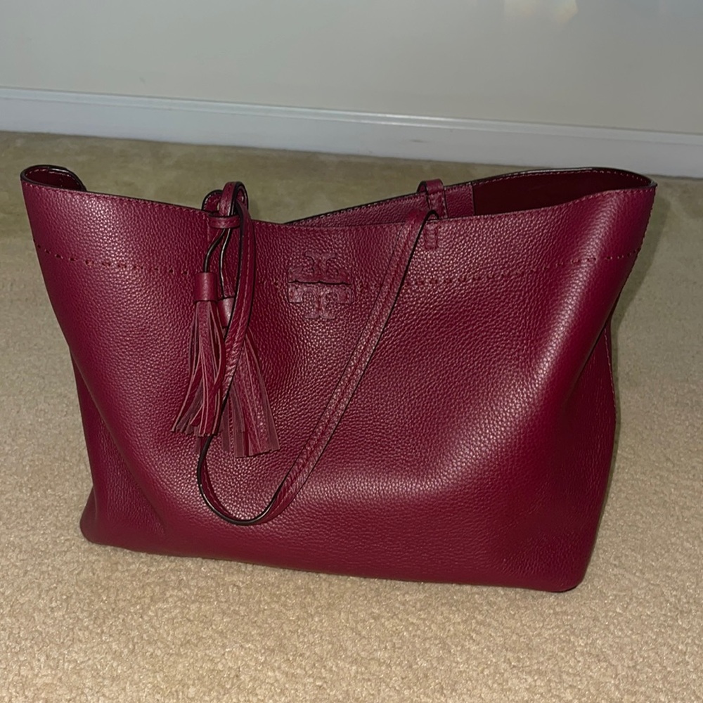 Burgundy Tory Burch Large Totebag